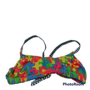 Dolfin Multi Color Puzzle Piece Bikini Top Xs
